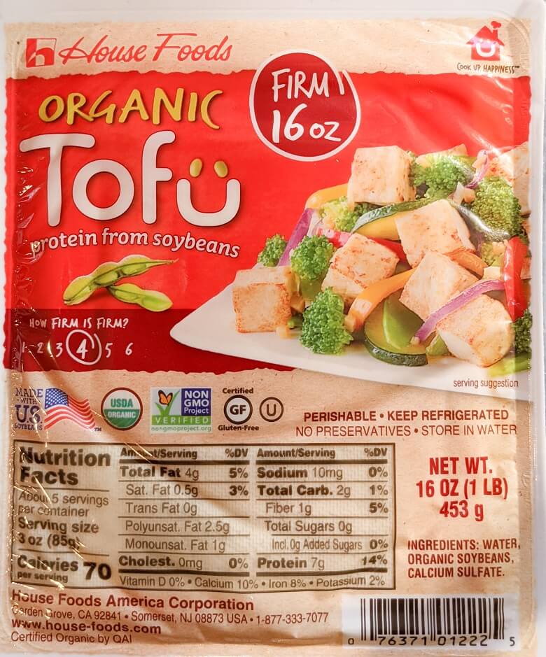 A package of tofu to represent a popular food vegan beginners can consider trying.