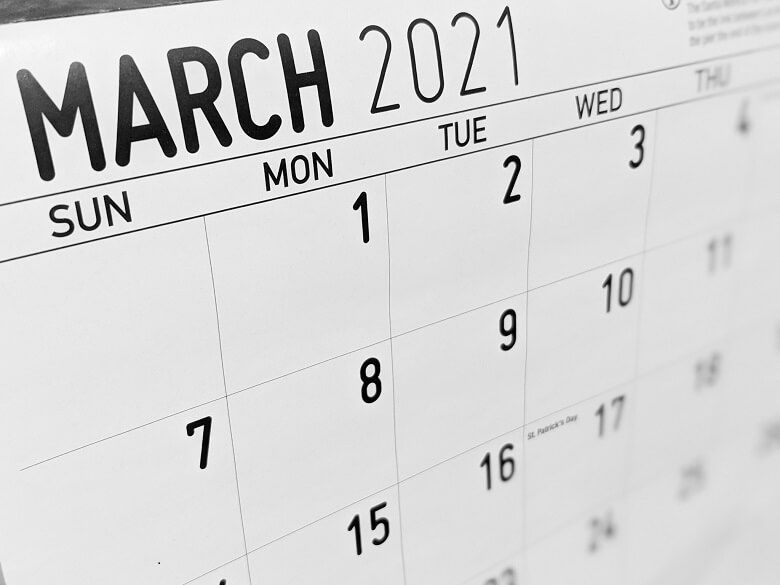 A photo of a calendar from March 2021 to symbolize one year since the coronavirus pandemic started.