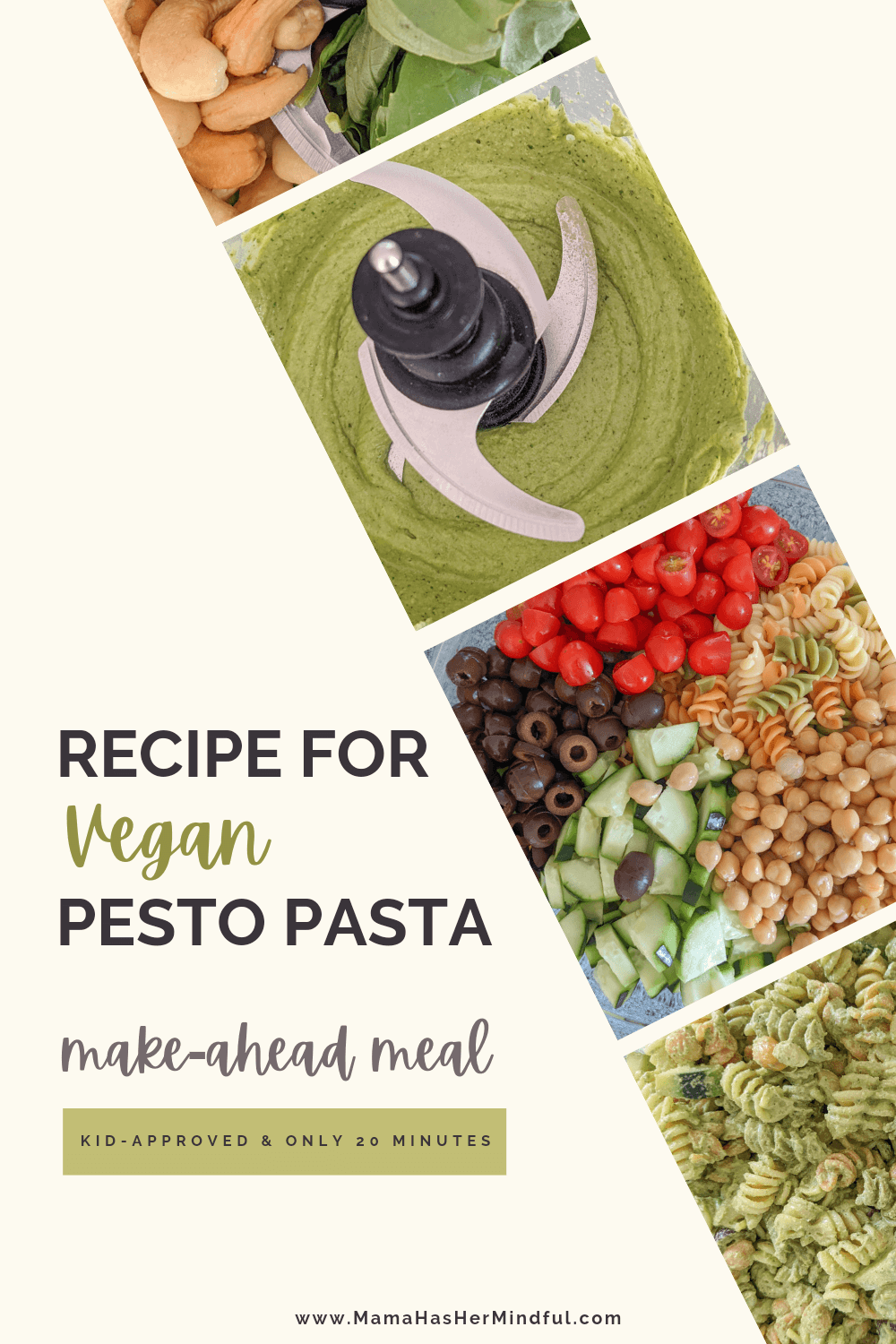 Recipe for Vegan Pesto Pasta - 20 Minute Make-Ahead Meal